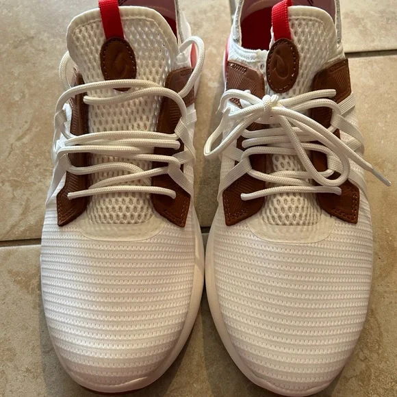 Olukai White and Brown Sneakers with Red Accents— never worn - Picture 3 of 7